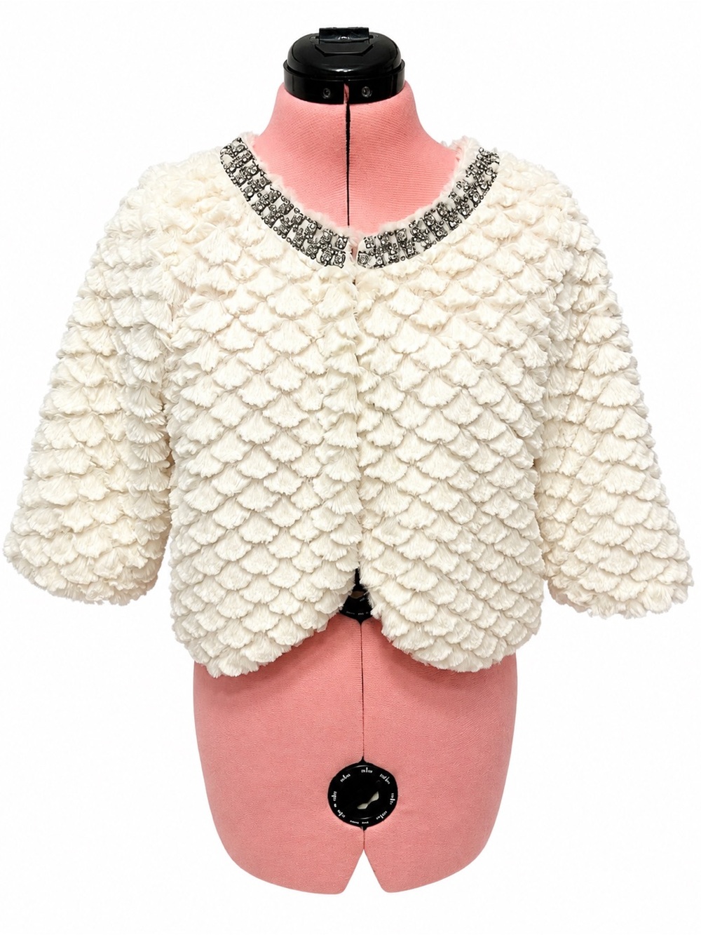Ivory Faux Fur Cropped Jacket / Bolero